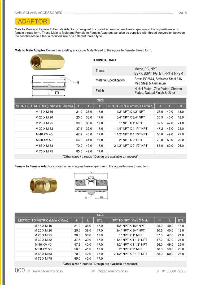 Male to Male and Female to Female Adaptor