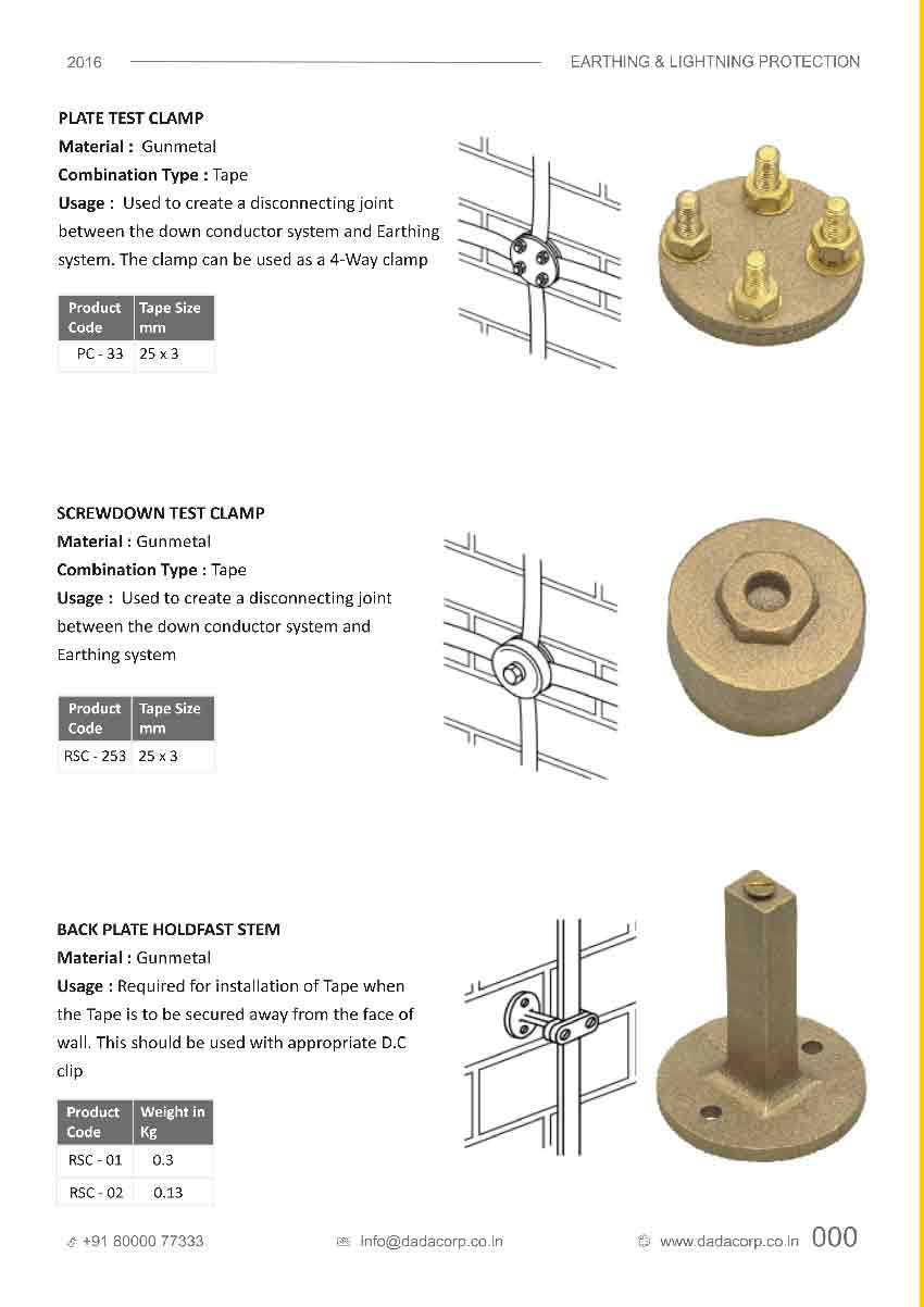 Plate test clamp,screw down test clamp & back plate hold fast stem